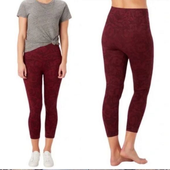 Spanx Look At Me Now Cropped Garnet Rose Seamless Leggings Large Waist 13" - Picture 2 of 8